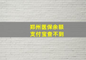 郑州医保余额 支付宝查不到